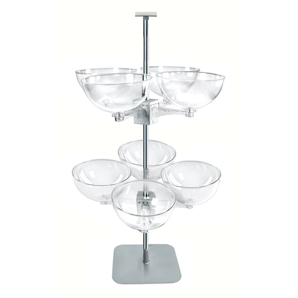 Quad Arm Bowl Tower 14" Diameter Plastic Bowls (8 Bowls)